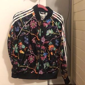 Black Floral Adidas Track Jacket